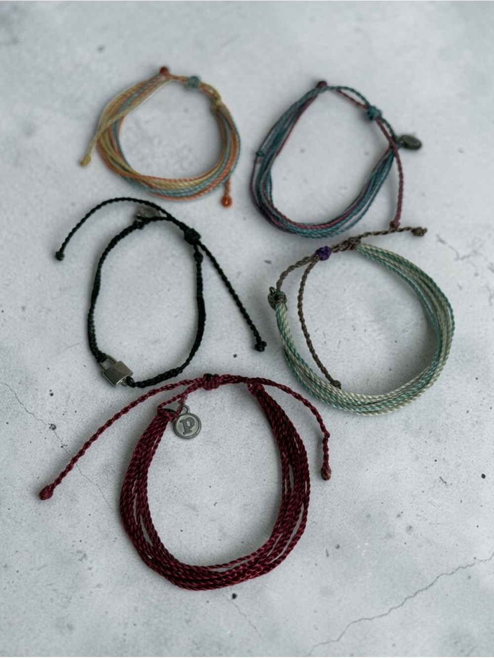 Pura Vida Adjustable Bracelet 5 pc Preppy Multi Color Stackable Boho Festival